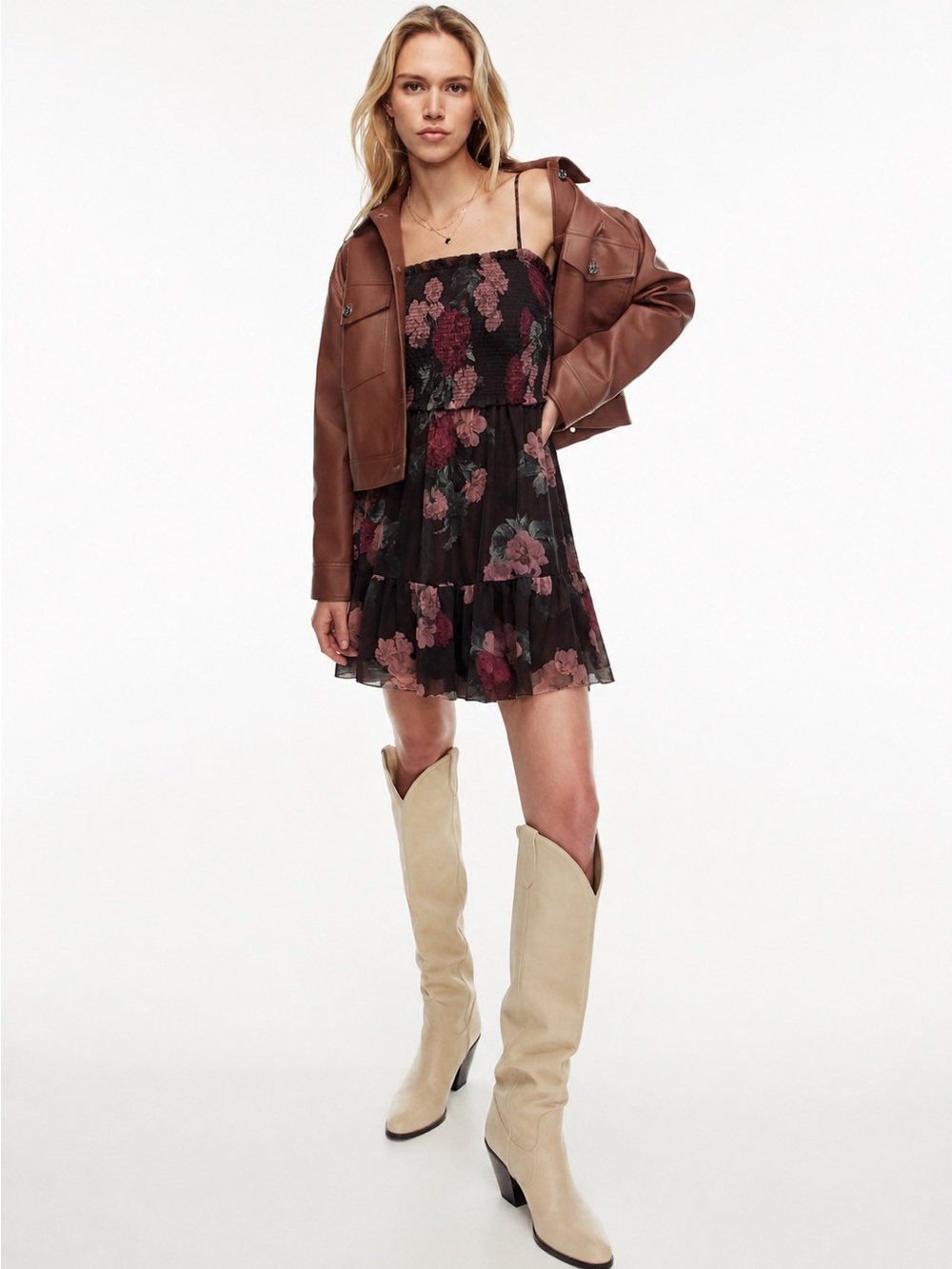 Wilfred Floral Smocked Mini Dress
